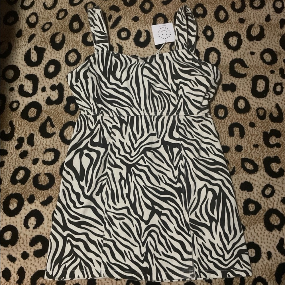 Denim zebra print dress